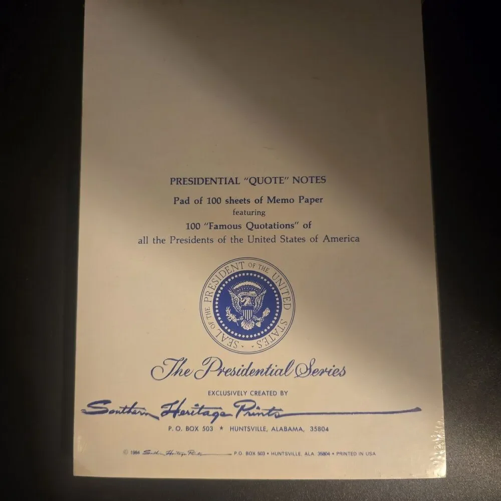 Vintage 1984 Presidential Quotes Memo Paper Southern Heritage Prints Paper...